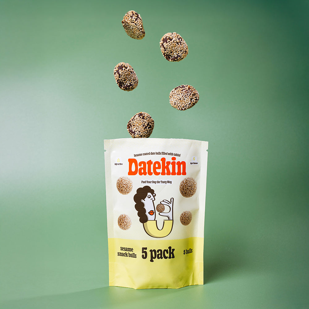 Datekin Sesame Coated Date Balls Filled with Tahini (12 x 5 Pack)