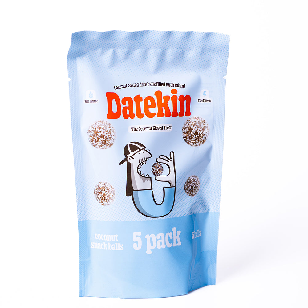 Datekin Coconut Covered Date Balls filled with Savoury Tahini (1 x 5 Pack)