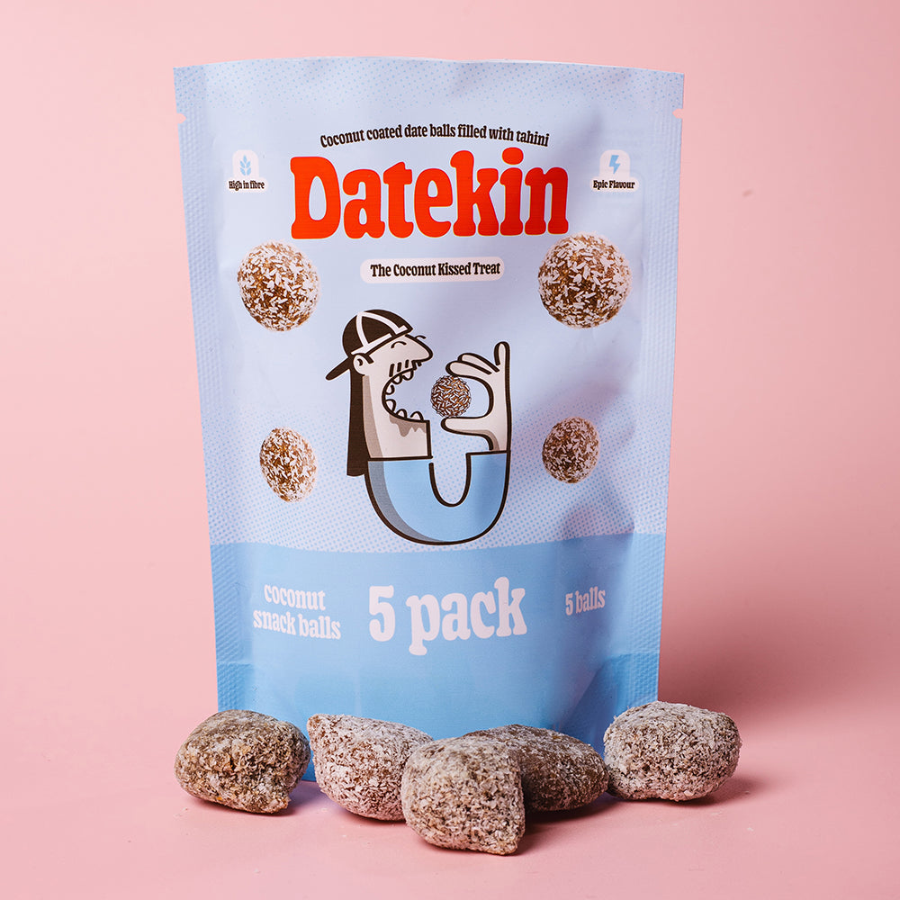 Datekin Coconut Covered Date Balls filled with Savoury Tahini (1 x 5 Pack)