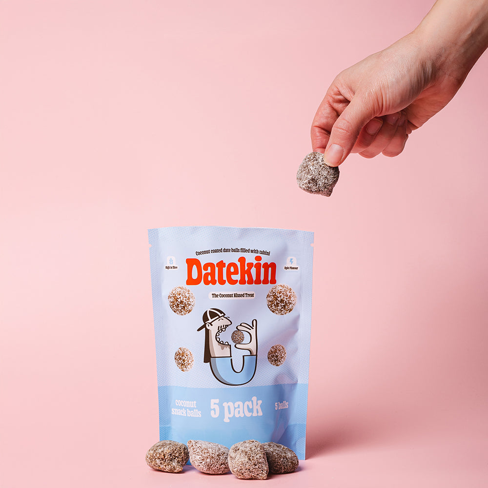 Datekin Coconut Covered Date Balls filled with Savoury Tahini (1 x 5 Pack)